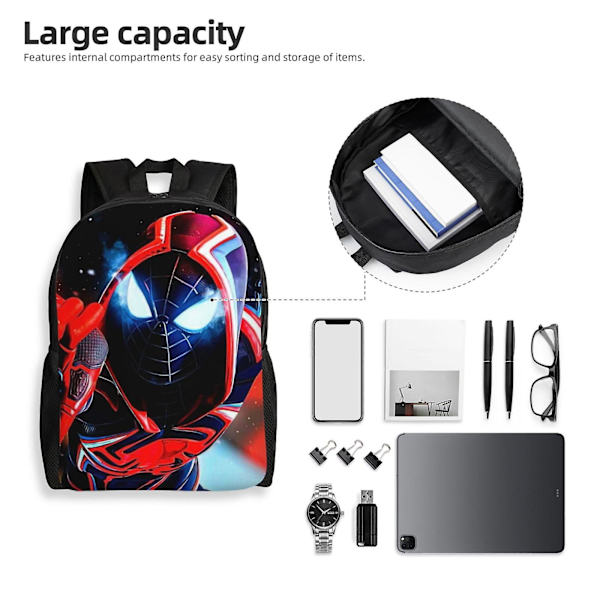 Miles Morales Rygsæk, Rejse Laptop Rygsæk, Vandafvisende College Skole Computer Taske, Holdbar