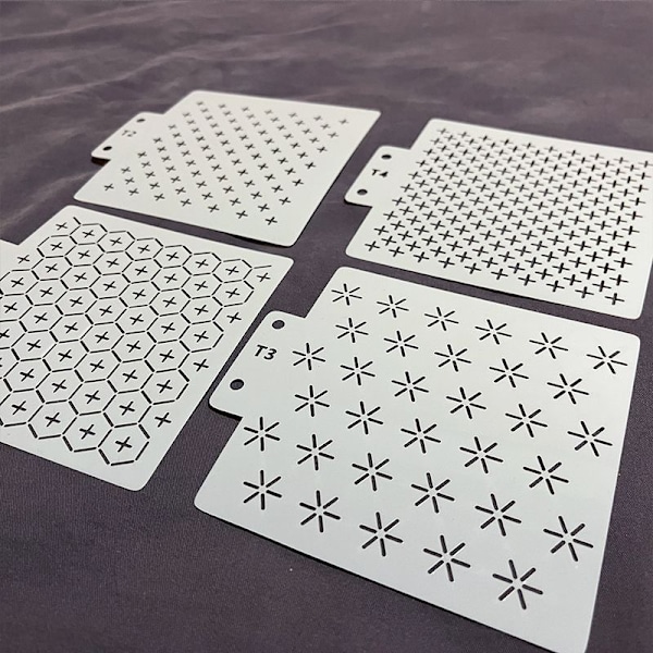 4 kpl Akryyli Sashiko Stencil Risti Akryyli Kirjonta Työkalu Piirustus Linja Malli Käsin Peittotyöhön ja Kirjontaan 2,5 mm Paksu