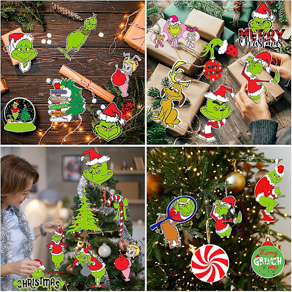24 stk Grinch Julepynt til Juletreet Hjemmedekorasjon Gaver