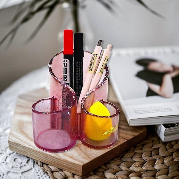 Silikoneforme til harpiks, opbevaringsboksform, unik makeup-organisator, smykkebeholder, epoxyform med 3 rum, penneholderform, harpikslerhåndværk Mak