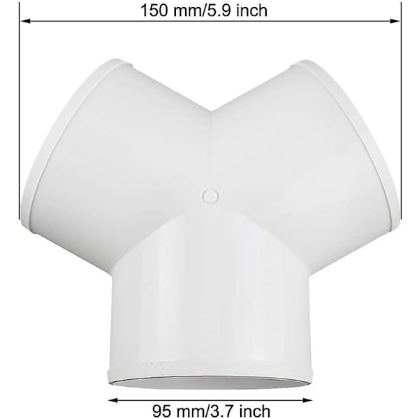 3-vägs kanalanslutning, kanalfördelare för avgasfläkt torktumlare ventilslang, 4 tum diameter (Y-form)