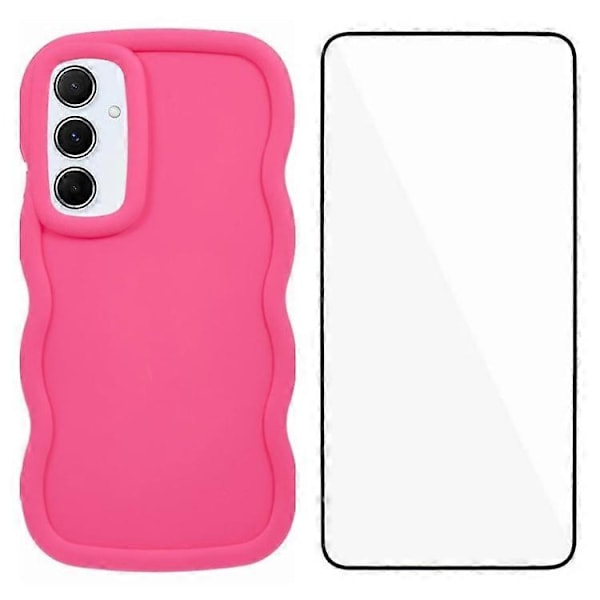 WANLONFENG XL Series til Samsung Galaxy A05s 4G Cover Bølgekant TPU Cover med Hærdet Glas Film