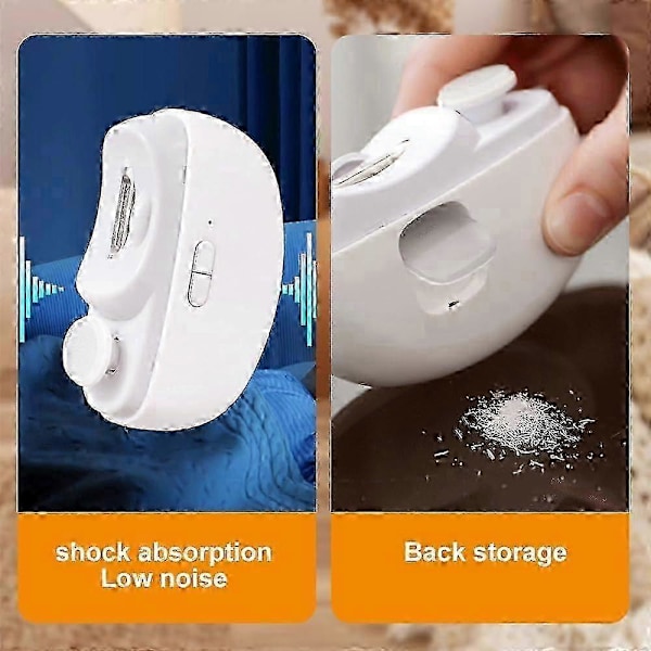 2 i 1 Automatisk Elektrisk Nagelklippare Trimmer Nagelknipsare med Lampa för Barn Vuxna, Vit