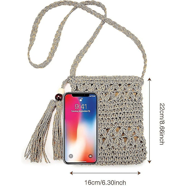 Halmväsk, Crossbody, Strandväska, Dammode, Halmkoppling, Kuvertväska, Sommar