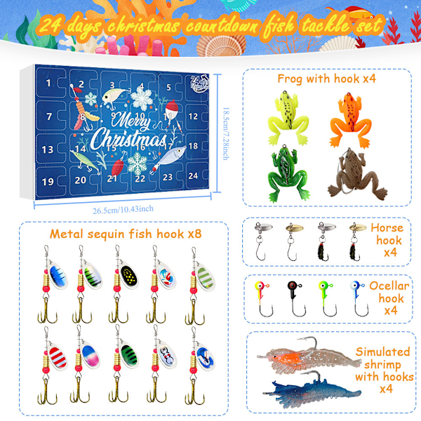 Julkalender Fiske Nedräkning Blind Box Fiske Set Fiskeälskare Present-DYK003