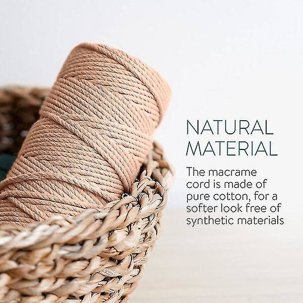 3 Färger Macrame Garn, Macrame Rep 3mm X 100m Naturligt Macrame Co