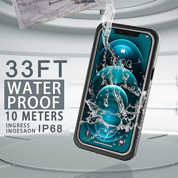 iPhone 12 Vanntett Etui, Vanntett støtsikker støvtett IP68 Full-body Hard Case Innebygd skjermbeskytter Under vann Utendørs Vanntett Deksel For I