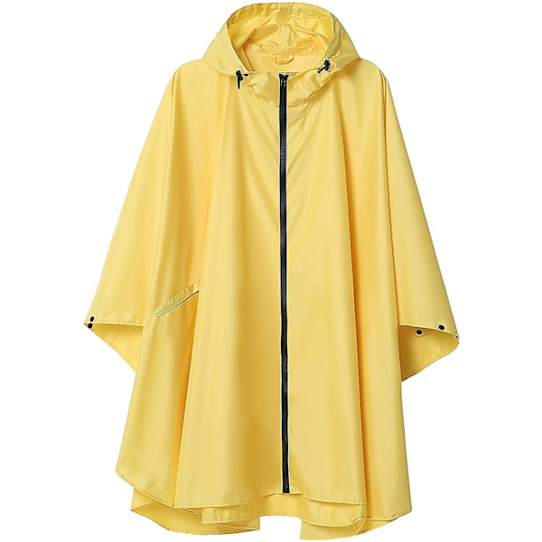 Sateenkaariponcho Takki Huppu Aikuisille Taskuilla, L (keltainen)