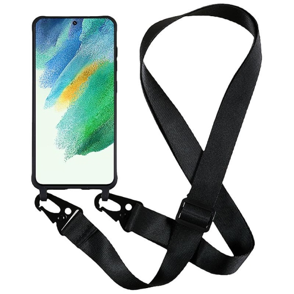 Mjukt TPU-fodral med matt yta och brett snöre till Samsung Galaxy S21 Fe 5g - Mörkrosa