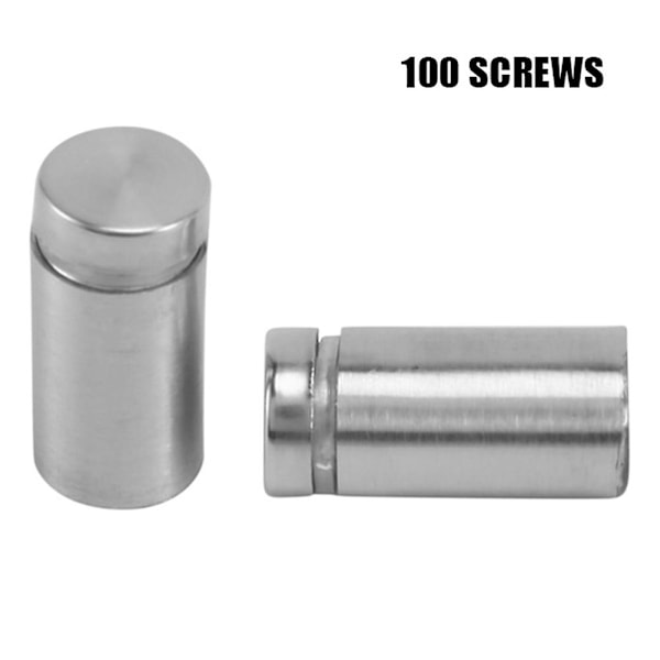 100-pack skyltskruvar i rostfritt stål för väggmontering av skyltar i glas och akryl (1/2 x 1 tum)