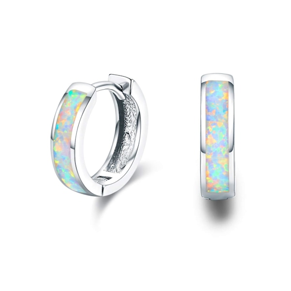 Hoop Øreringe 925 Sterling Sølv Opal Øreringe Små Hoop Øreringe