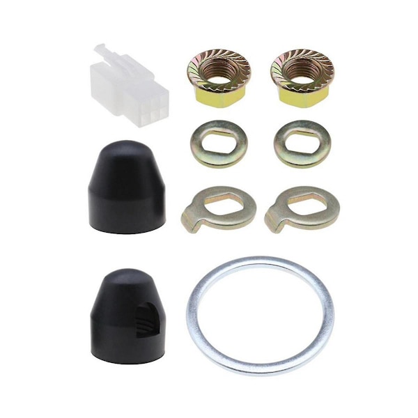 M14 2Set Ebike Hjulmotoraxel 14mm Axelskruvlockbricka/Distans/Mutterkåpa E-Cykel Hjul Lås för