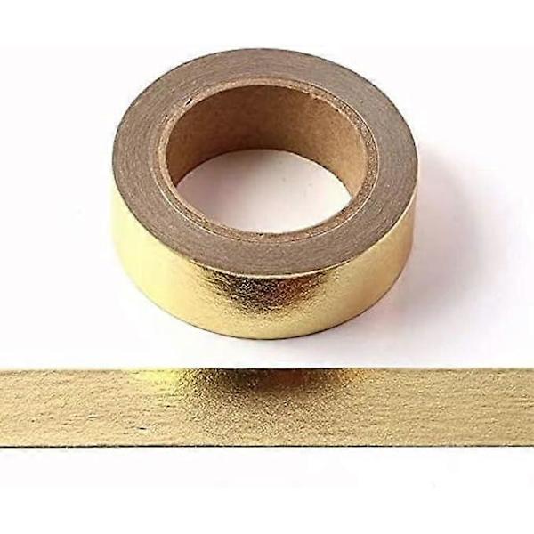 2 st. Solid Foil Washi Tape Dekorativ Självhäftande Maskeringstejp 15mm x 10 Meter (Guld)