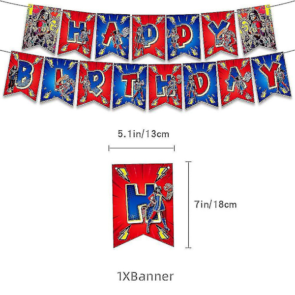 Ms. Marvel Tema Bursdagsfest Tilbehør Banner Ballonger Kake Toppers Dekorasjon Sett