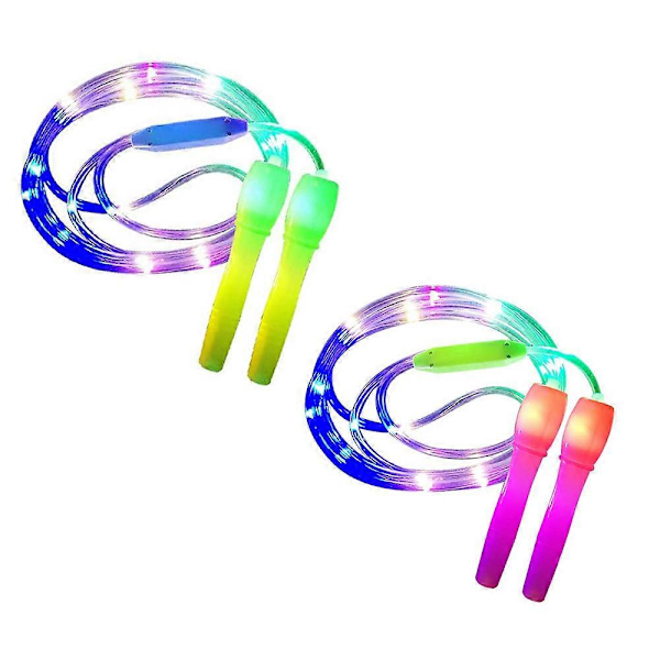 Piao 2-pack LED hopprep, justerbar längd och tre ljuslägen, snabbt hopprep för barn, ljusshow, fitness
