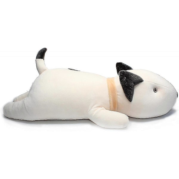 Bullterrier Hund Stor Kramkudde Mjuk Plyschleksak Gosedjur Vit 53 cm xi