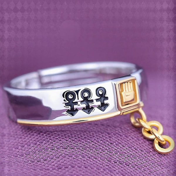 Anime Jojo's Bizarre Adventure Ringar Kujo Jotaro Cosplay Smycken Prop Tillbehör Ring Metall Justerbar Unisex