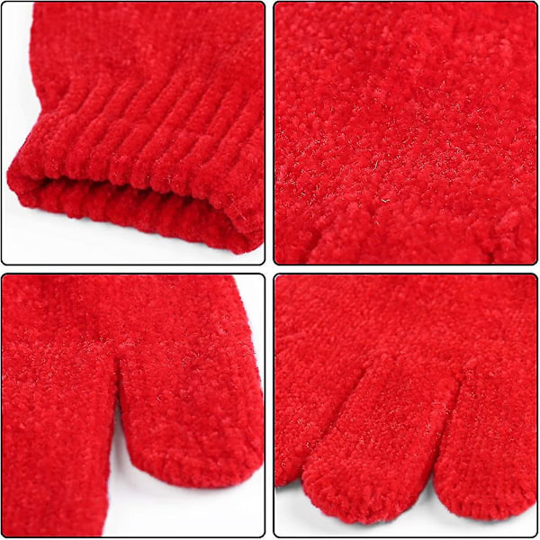 12 par varma barnhandskar i chenille-kashmir, stretchiga stickade handskar för pojkar