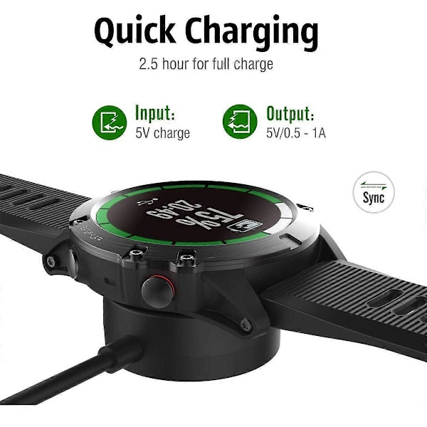 Laddare Kompatibel för Garmin Fenix 8, Fenix 7/7S/7X, Fenix 6/6S/6X, Fenix 5/5S/5X Laddare Laddningsställ, Laddningsdockningsstation Vagga Hållare med 1m