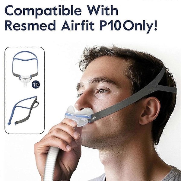 2-pack Air Fit P10 Huvudställningsrem, CPAP Huvudställningsersättning för P10 Näskuddsmask, med 6 Justeringar