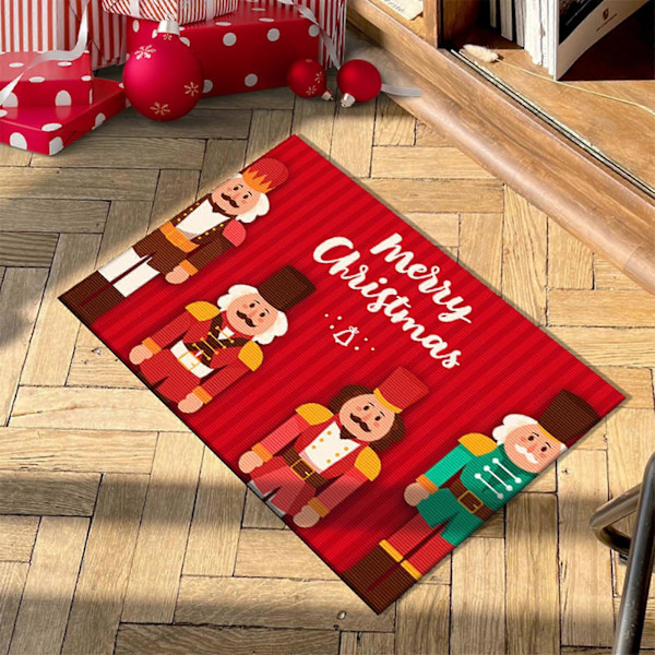 Juldörrmatta Nötknäppare Julmattor Välkommen Dekorativ Dörrmatta God Jul Dörrmatta Tvättad Gummi Nötknäppare Dörrmatta, 50x80cm