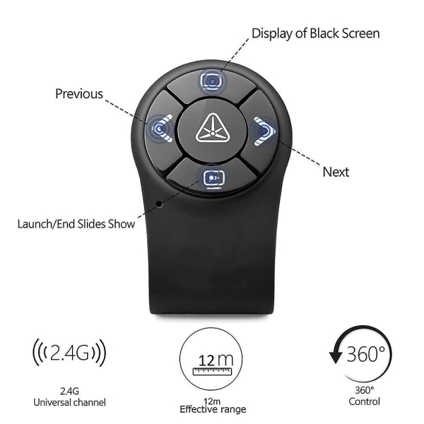 Langaton esittelijä Rf 2.4g Sormuskaukosäädin Powerpoint Ppt Diaesitysten napsautin Kynä Ladattava