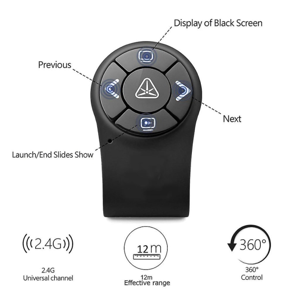 Trådlös presentatör Rf 2.4g Finger Ring Fjärrkontroll Powerpoint Ppt Slides Clicker Pen Uppladdningsbar