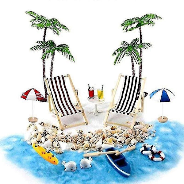 18 stk 1:12 Dukkehust Miniatyr Dekkstol Strandparasoll Båtskallsett Dekor