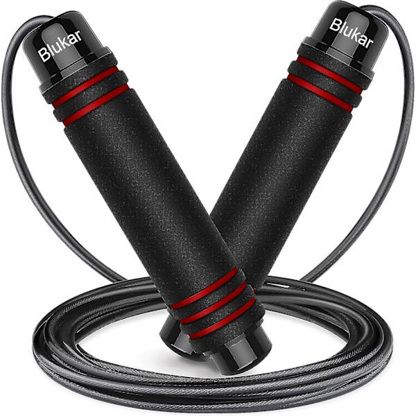 Blukar Springtov, Speed Rope Justerbar med Hudvenlige Skumgreb, Længde Justerbar, Skridsikker og Ideel til Fitness & Udholdenhed & Hoppetov