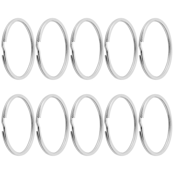 10X Kvalitet 50Mm Nyckelring Split Ring Set Heavy Duty Nickel Nyckel Loop Sprung Båge
