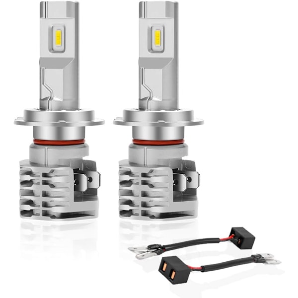 H7 LED Pære 6500K For Bil Frontlys Fjernlys Nærlys, Justerbar Pæreholder Erstatning Halogenlampe Og Xenon Frontlys (2stk)