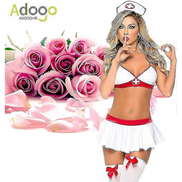 Lingeri Sexy Kostume Outfit Sæt Babydoll Soveværelse Bryllupsrejse Cosplay Sygeplejerske Tøj S-3xl