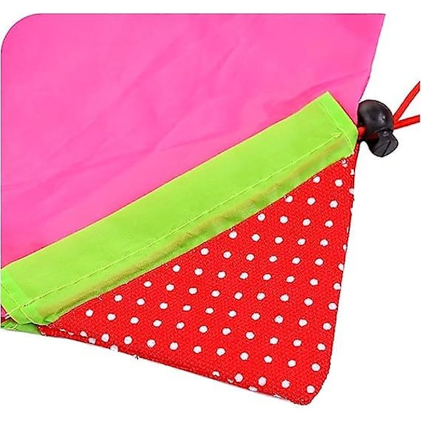 Dww-12 stk. Genanvendelige Foldbare Indkøbsposer, Foldbar Indkøbspose Lomme  Jordbærmotiver med Lommer  Lanire