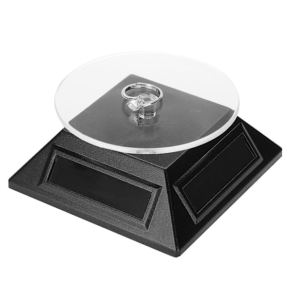 Solcells Showcase 360 Grader Snurrbord Roterande Smyckesorganisatör Displayställ (Svart)