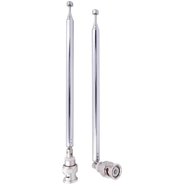 (2 pakke) BNC radioantenne med BNC hanstik jack-stik adapter teleskopisk rustfrit stål HF V