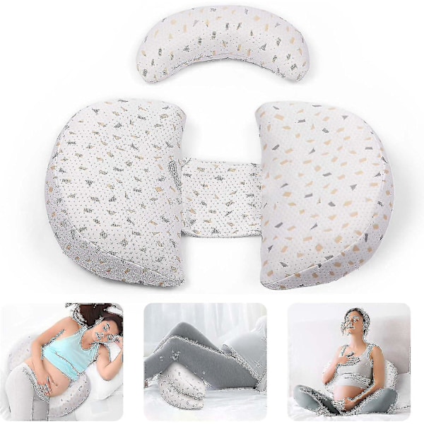 Pregnancy Pillow, Stepped Wedge Maternity Pillow With Adjustable, Removable, Washable Pillowcase, Abdominal Support Pad