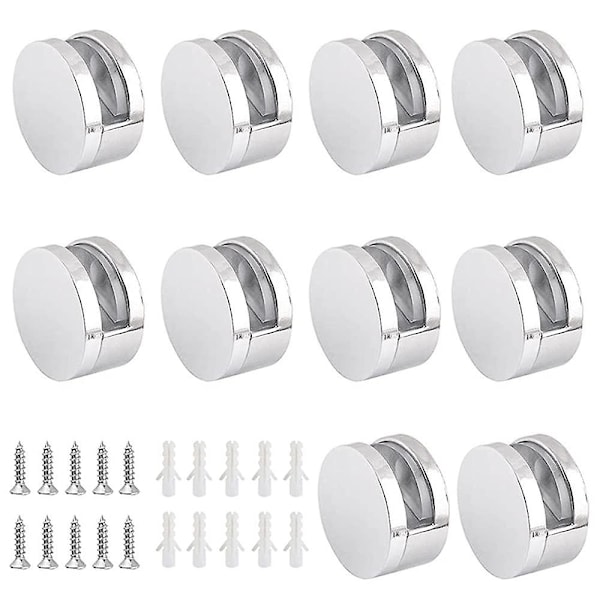 10 stycken glasklämmor i zinklegering, spegelklämmor, hållare för 4-6 mm glas