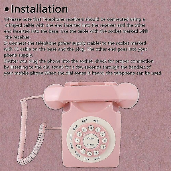 Retro Telefon 80-tals Klassisk Telefon/Fasttelefon/Hem/Hotell Sladdtelefon Europeisk Stil Telefon