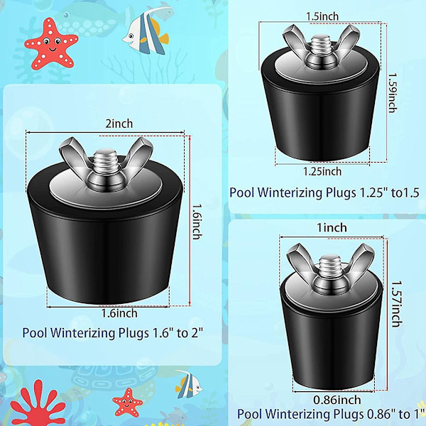 3 storlekar gummipoolplugg poolreturledningsplugg poolpluggdelare plugg poolplugg för ovanjordisk pool inground pool
