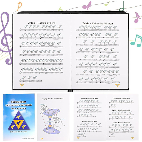 ASQ Zelda Ocarina 12 Huller Alto C med Sangbog (Sange fra The Legend of Zelda) med Displaystativ Beskyttelsespose