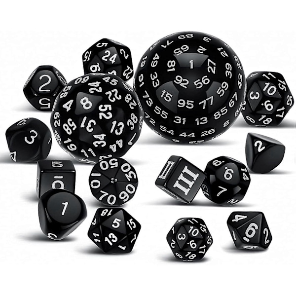 15 kappaletta täydellinen monitahoinen DND-setti D3-D100 pallomainen setti, 100-sivuinen setti roolipelipöytäpeleille