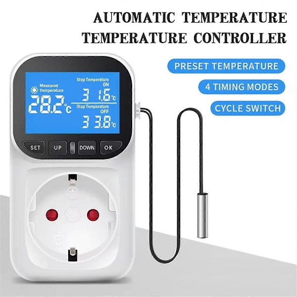 Digital Temperaturkontroller Uttag Termostat EU-kontakt