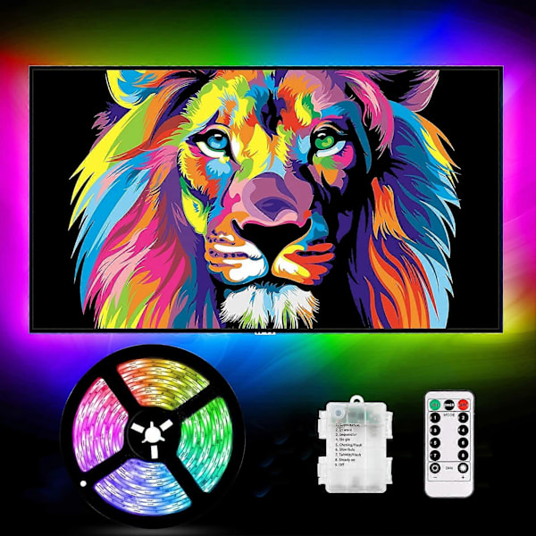 3m Batteridrevet RGB LED-Strips med Fjernbetjening, Vandafvisende Fleksibel Klæbende Stribelys Indendørs & Udendørs