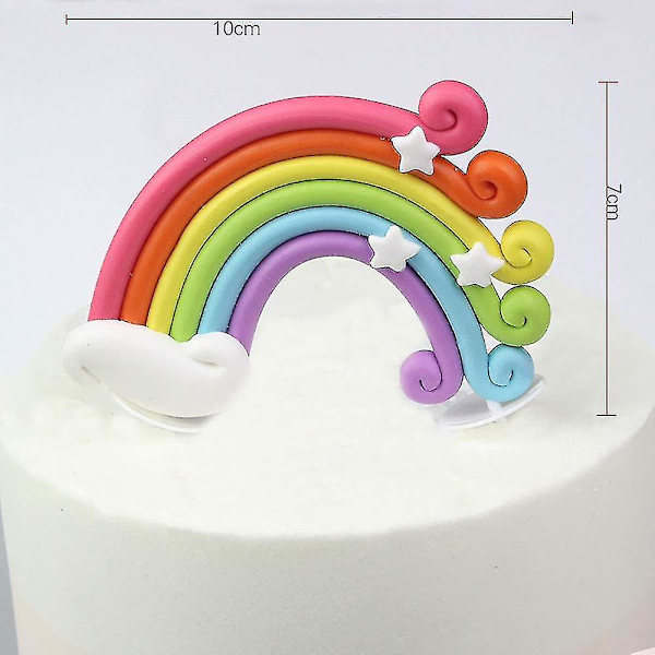 12-delt kakepyntsett med regnbue og sky - Kakepynt for barn, bursdag, babyshowerfest
