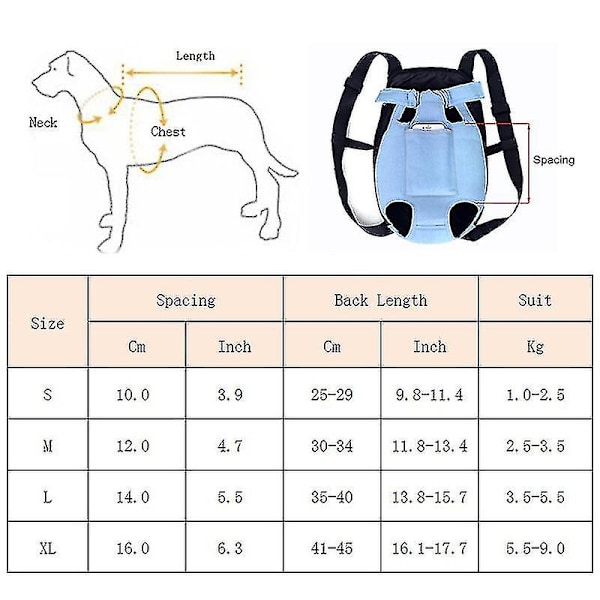 Ryggsekkbærer for små hunder - Justerbar Pet Front Chest Ryggsekk Reiseveske med ben utstrakte