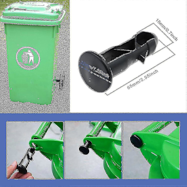 3 Par Hengselbolter Hengselpinner For Søppelkasselokk Passer 240/120/100/60l Utendørs Søppeldunker, 65mm X 18mm