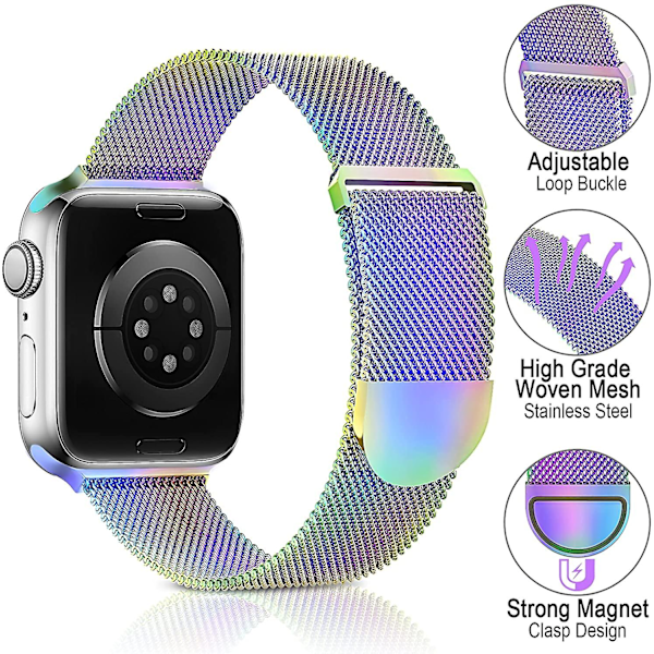 Metal Stainless Steel Rem kompatibel med Apple Watch Bands 38mm, sort Loop Justerbar Rem Magnetisk Armbånd til Iwatch Serie 7 6 5 4