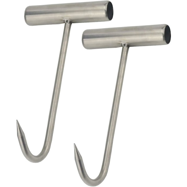 2pcs Stainless Steel T Hooks - T-handle Meat Boning Hooks For Kitchen Butcher Shop