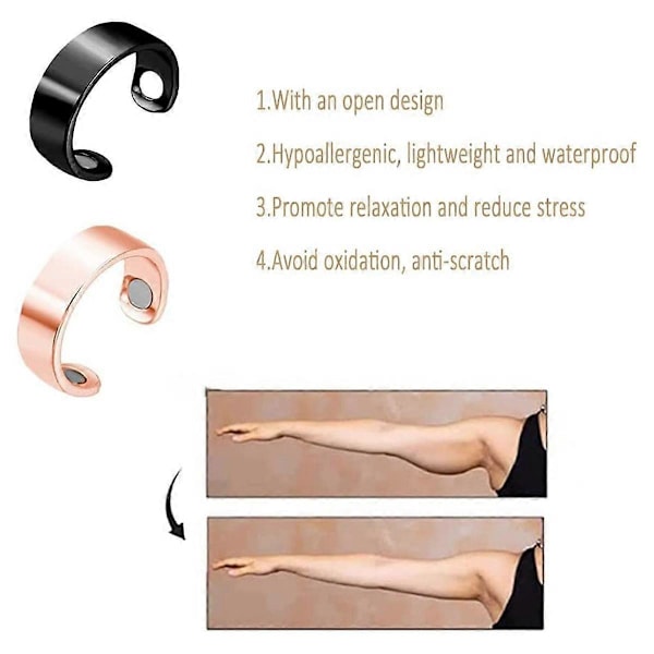 4-pak lymfedrænage terapi magnetiske ringe, justerbare lymfedrænage ring terapi magnetiske ringe, unisex