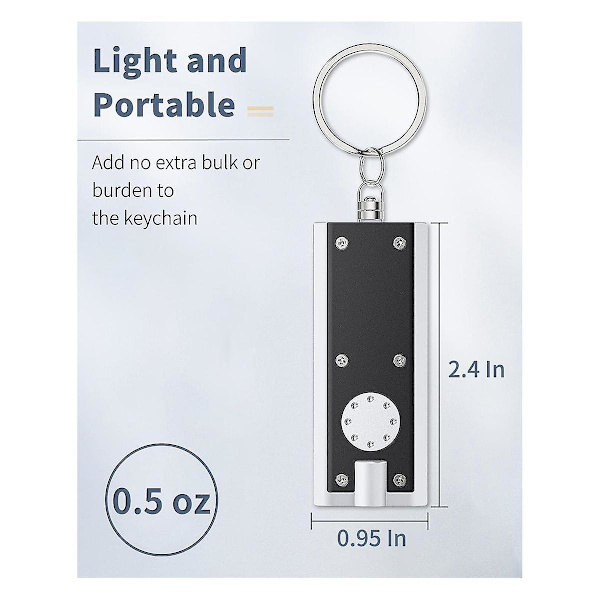 10-pack Mini LED-nyckelringslampa 12 Lumen Bärbar Ultra Ljus Flat Torch för Utomhus